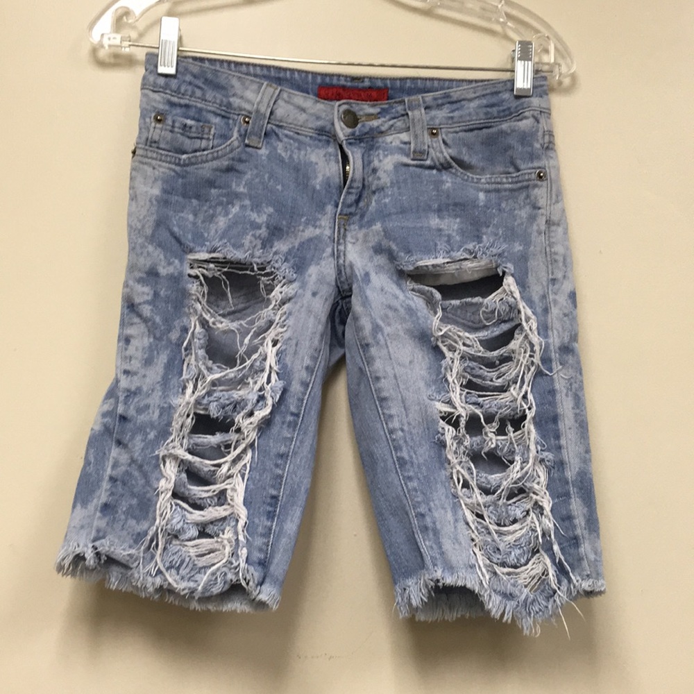 GJG Denim Distressed Bleach Shorts